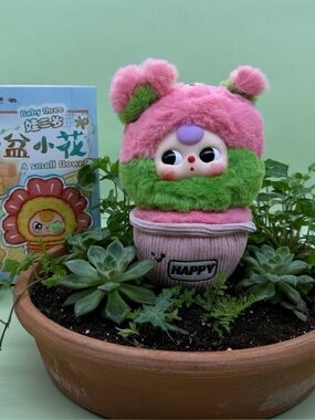 Baby three Cute Pink and Green Plush plantToy